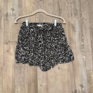 Floral Black and White Shorts